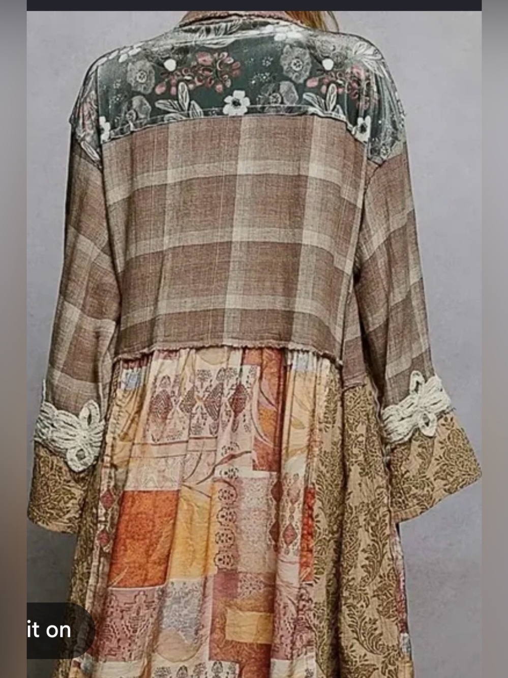 POL Neutral Beige and Cream Home Accent Textile Duster Shirt/Jacket Medium - Picture 3 of 13